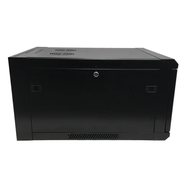 Wall Mount Cabinet 6U x 23 inch Usable Depth, Glass Door - Black - Image 3