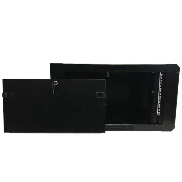 Wall Mount Cabinet 6U x 23 inch Usable Depth, Glass Door - Black - Image 2