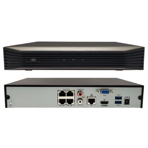 4-Channel IP NVR - 4K 80Mbps - 4x PoE - 1x SATA - 1U